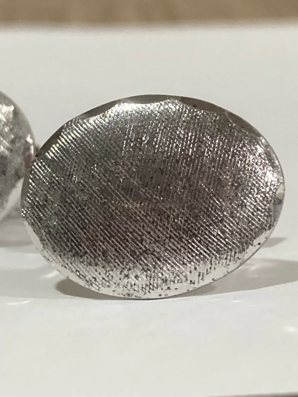 Sterling Silver Oval Textured Cuff Links Sterling T2 Vintage 10 Grams - Picture 9 of 14